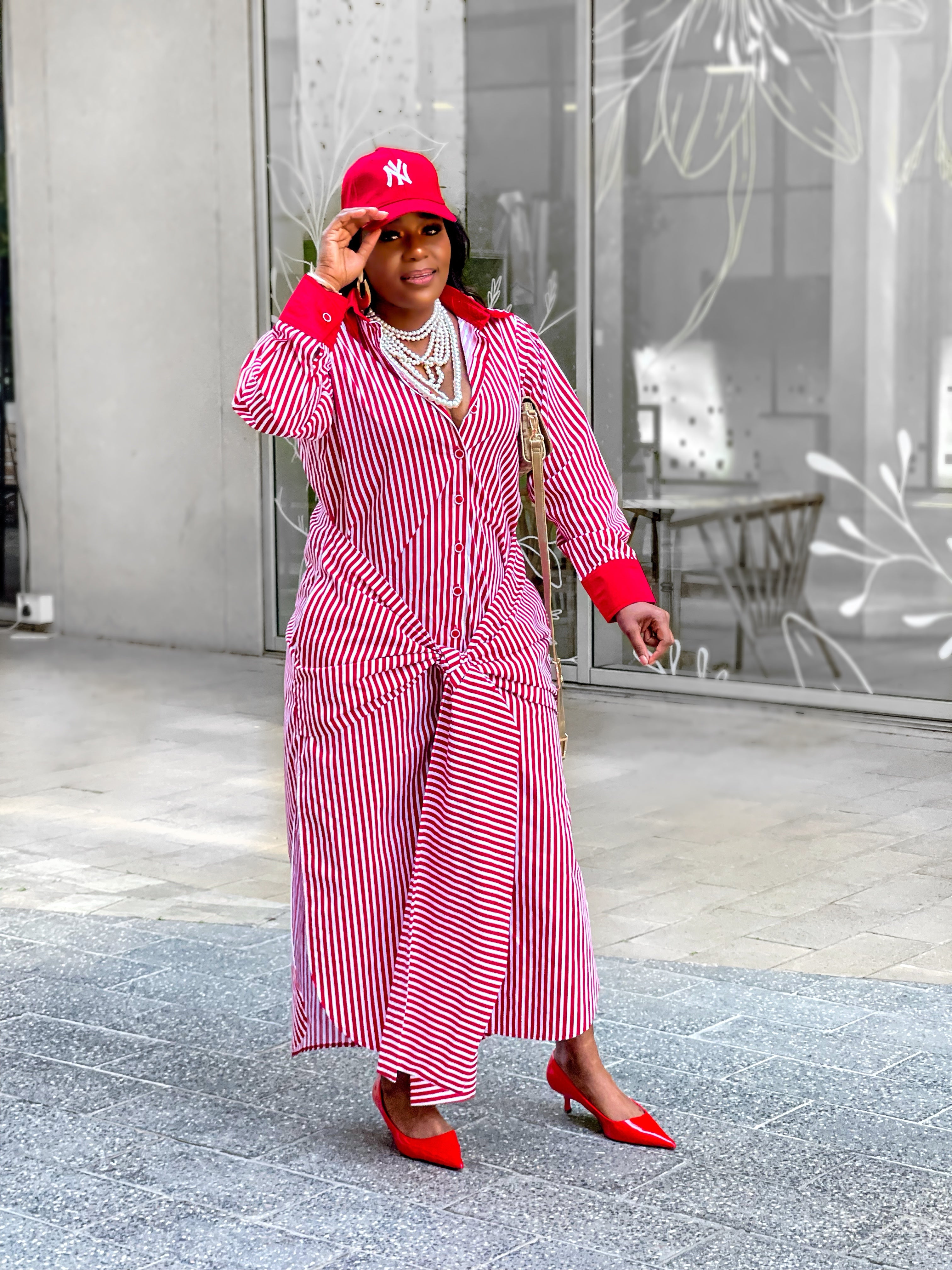 Anele Red Stripe Shirt Dress