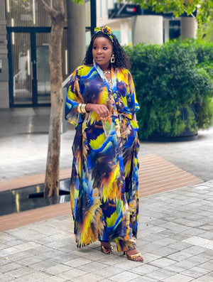 Sparkling Multicoloured Kimono Set
